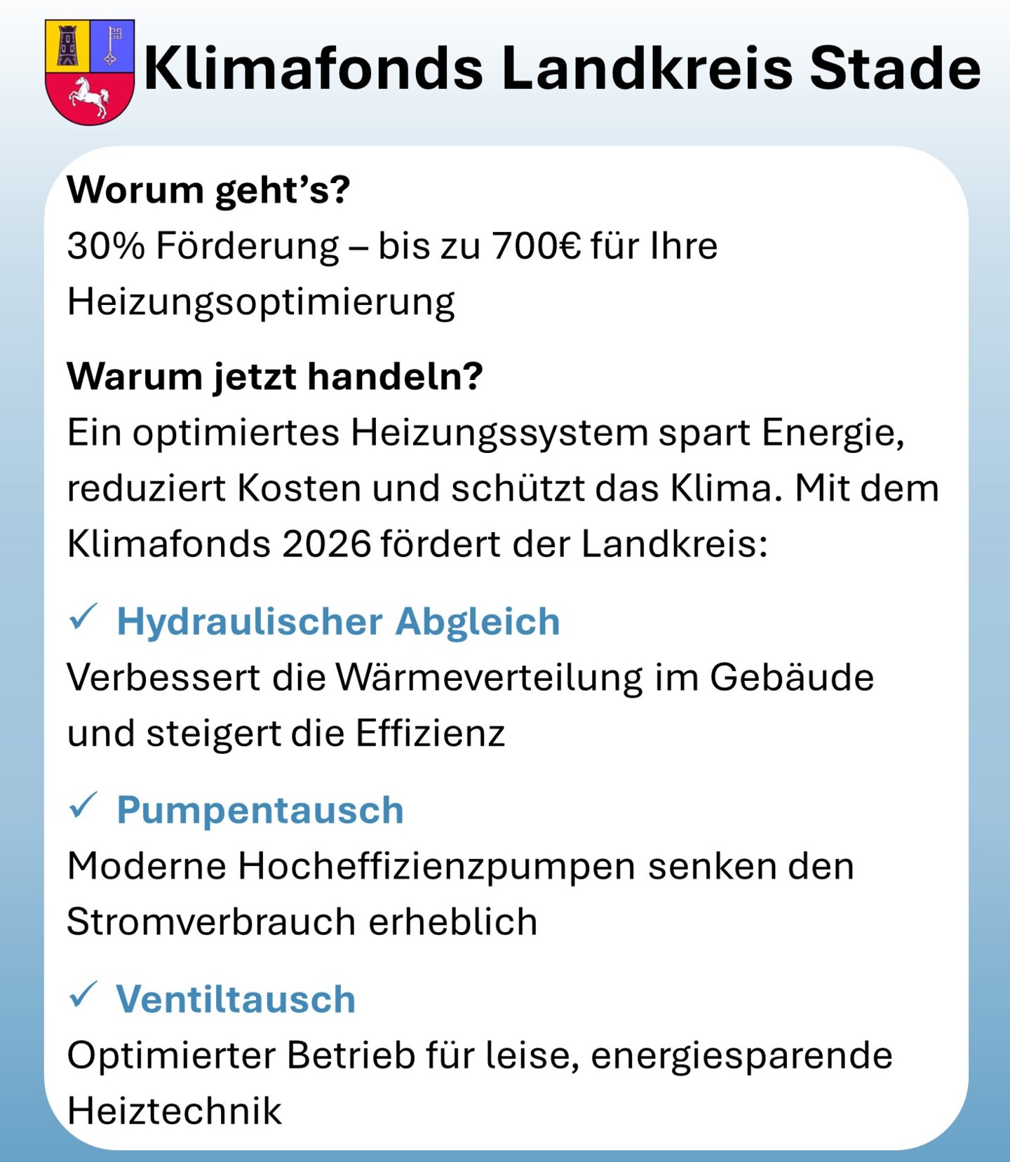 Kurzbeschreibung des Klimafonds vom Landkreis Stade.